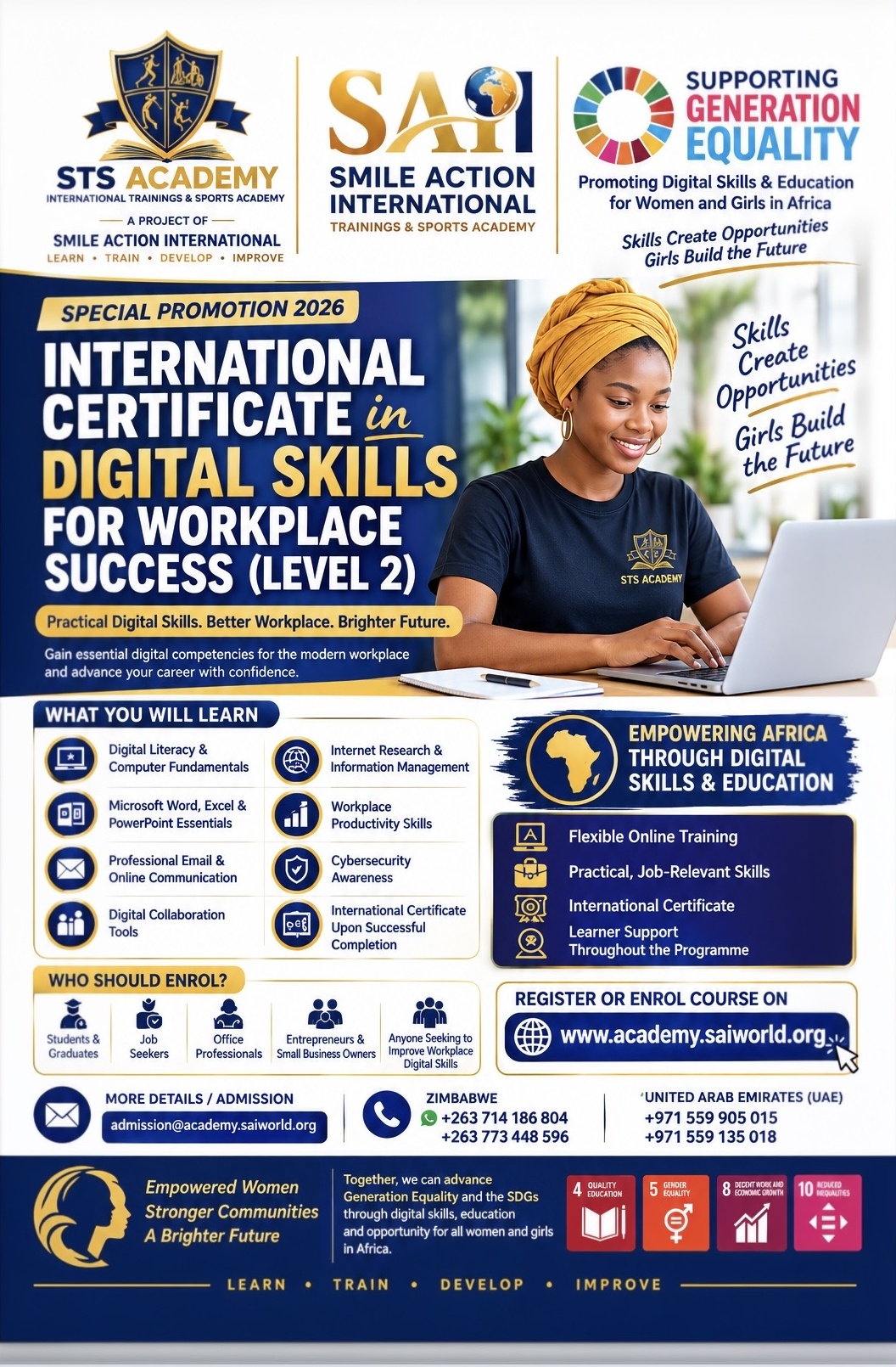 Register for Digital skills for workplace Course and get a Gift of a free laptop. We deliver Globally immediately on registration
